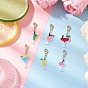 6Pcs 6 Styles Handmade Glass Seed Beaded Pendant Decorations, Cocktail, with 304 Stainless Steel Lobster Claw Clasps