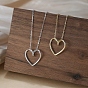 925 Sterling Silver Pendants, Heart Charms, without Necklace