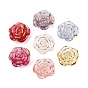 Transparent Acrylic Beads, Golden Metal Enlaced, Rose Flower