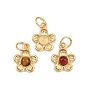 Подвески-цветы из натуральных драгоценных камней, с латунной, стойки покрытие, без кадмия и без свинца, долговечный, реальный 18 k позолоченный, с прыжковых колец
