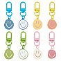 8 шт 8 цвета эмаль улыбающееся лицо подвеска украшения, Сплав с застежкой, подвеска для автомобильной сумки для наушников