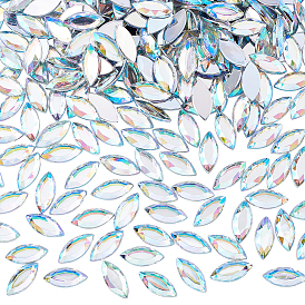 300 шт. имитация тайваньских акриловых кабошонов со стразами, плоская спина и гранеными, лошадиный глаз 