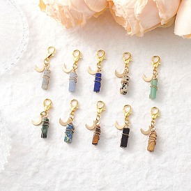 Подвеска из натурального драгоценного камня в форме прямоугольника, обернутая проволокой, Сплав с застежками когтя омара