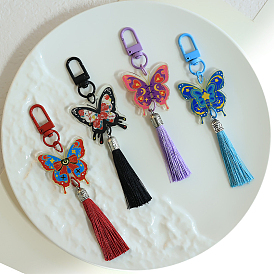 Plastic Butterfly Pendant Decorations, Tassel Charm for Backpack Key Chain Ornaments