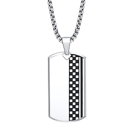 Stainless Steel Pendant Necklace, Tartan, Box Chains