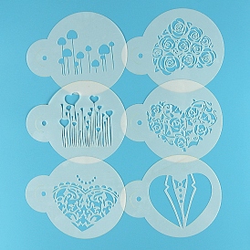 PET Plastic Painting Stencils Templates, Round with Mix Pattern