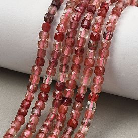 Нити из натуральных бусин из андезина и полевого шпата, граненые, кубические