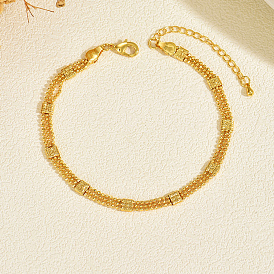 3-рядная латунная цепочка из шариков с матовыми квадратными браслетами на лодыжку для женщин