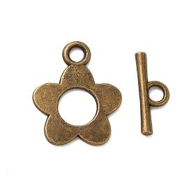 Tibetan Style Alloy Toggle Clasps, Flower