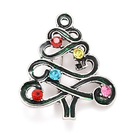 Colorful Rhinestone Christmas Tree Brooch, Alloy Badge for Backpack Clothes