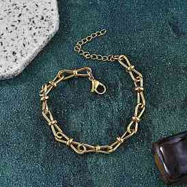 304 женские браслеты-цепочки с бантиком из нержавеющей стали, ионное покрытие (ip)