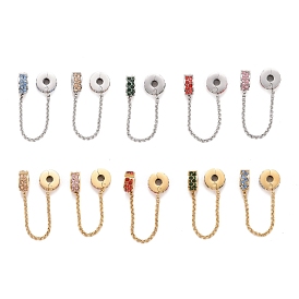 304 плоские круглые стопорные брелоки из нержавеющей стали, европейские застежки, со стразами, для европейских браслетов с шармами