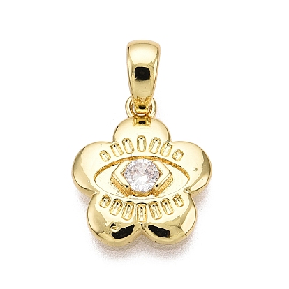 Латунные микро проложить кубического циркония подвески, без кадмия, без никеля и без свинца, цветок с оберегами от сглаза