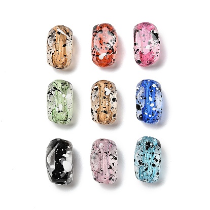 Прозрачные акриловые европейские бусины, окрашенные распылением, бусины с большим отверстием, прямоугольные