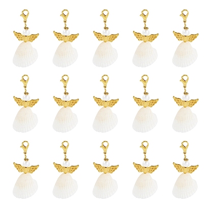 Adornos colgantes de acrílico y concha de ángel, con broches de langosta de la aleación de la garra