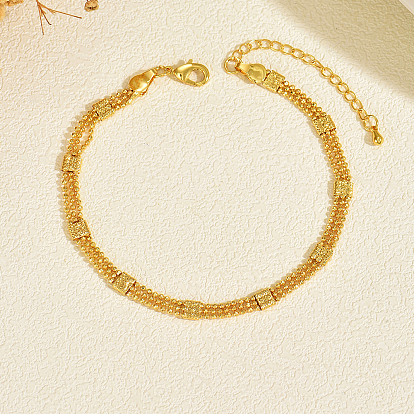 3-рядная латунная цепочка из шариков с матовыми квадратными браслетами на лодыжку для женщин