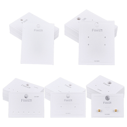 150 Pcs 5 Styles Paper Display Cards, for Earrings & Necklace, Rectangle