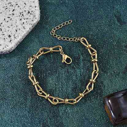 304 женские браслеты-цепочки с бантиком из нержавеющей стали, ионное покрытие (ip)