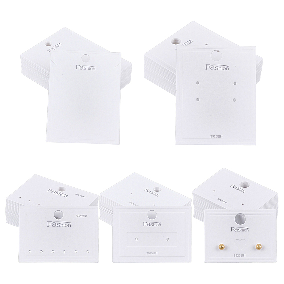 150 Pcs 5 Styles Paper Display Cards, for Earrings & Necklace, Rectangle