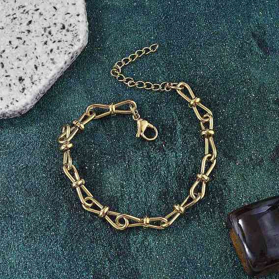 304 женские браслеты-цепочки с бантиком из нержавеющей стали, ионное покрытие (ip)