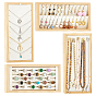 4Pcs 4 Styles Rectangle Wood & Velveteen Jewelry Organizer Display Trays for Rings Earrings Necklaces Bracelets