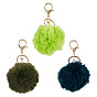 3 шт. 3 цвета брелки из сплава, с волосяной луковицей, плюшевый мяч, круглые, золотой свет
