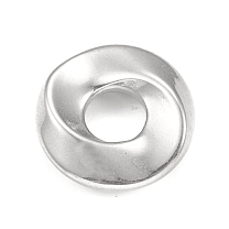 304 Stainless Steel European Beads, Long-Lasting Plated, Large Hole Beads, Twisted Flat Round