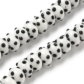 Бусины лэмпворк , шероховатая рондель в горошек