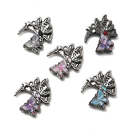 Подвески из сплава и страза, бабочка, cmолой