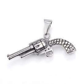 304 Stainless Steel Pendants,  Pistol/Gun