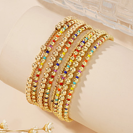 2Pcs Fashionable Brass & Seed Beads Beaded Stretch Bracelet Sets for Women