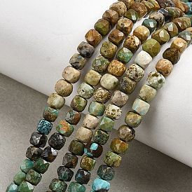 Бусины из натуральной бирюзы , граненые, кубические