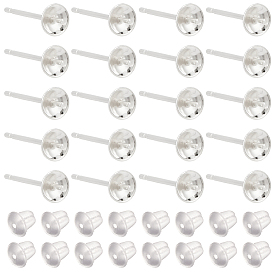 20Pares 925 Hallazgos para aretes de plata esterlina, por medio perforó perlas, con 925 sello