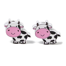 Printed Schima Wood Beads, Cow, Spray Paint