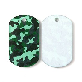 Pendentifs acryliques, rectangle avec motif camouflage