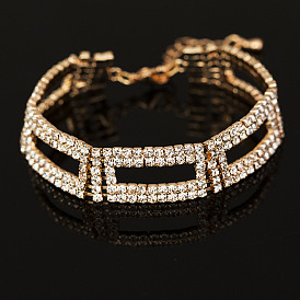 Sparkling Alloy Bracelet with Crystal Rhinestones - B048
