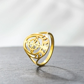 304 палец кольца из нержавеющей стали, узел с фазой луны