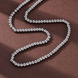 4мм цельные круглые 304 ожерелья из нержавеющей стали с бусинами, не тускнеет