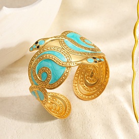 304 эмалированные браслеты-манжеты из нержавеющей стали для женщин, змея