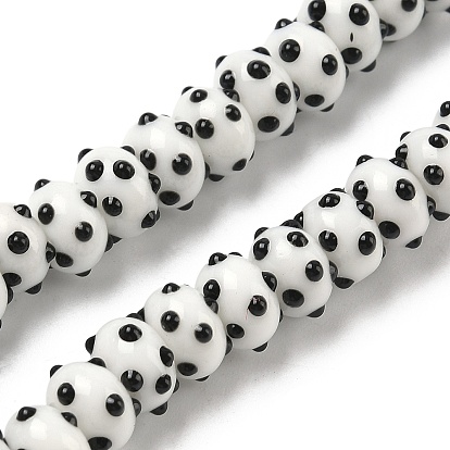 Бусины лэмпворк , шероховатая рондель в горошек