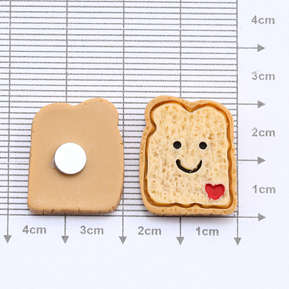 Bread with Smiling Face Cute Multifunction Resin Magnetic Refrigerator Sticker Fridge Magnets Hanging Hook