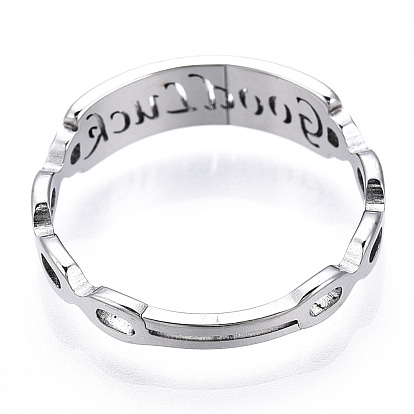 304 Stainless Steel Word Good Luck Adjustable Ring for Women