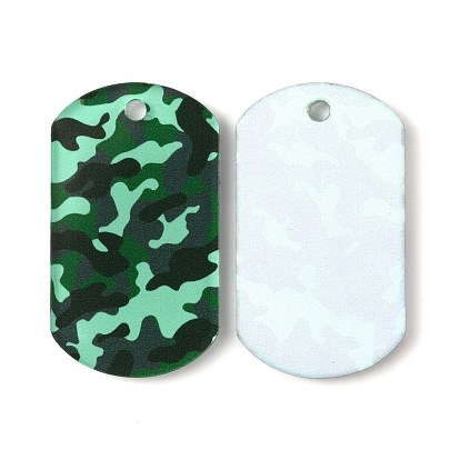 Pendentifs acryliques, rectangle avec motif camouflage