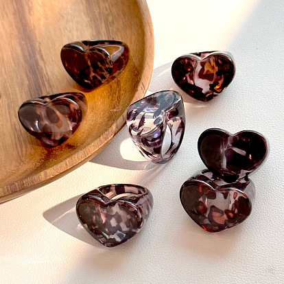 Кольца из смолы с леопардовым принтом в форме сердца