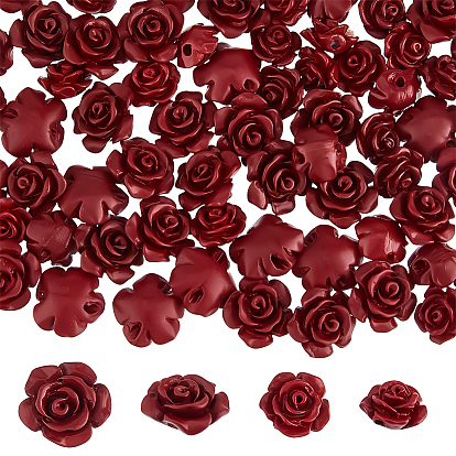 80 piezas 2 estilos de cuentas de cinabrio talladas, flor color de rosa