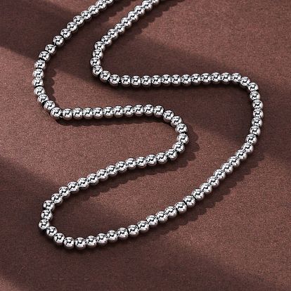 4мм цельные круглые 304 ожерелья из нержавеющей стали с бусинами, не тускнеет