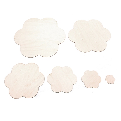 Wooden Blank Plates Set, Flower