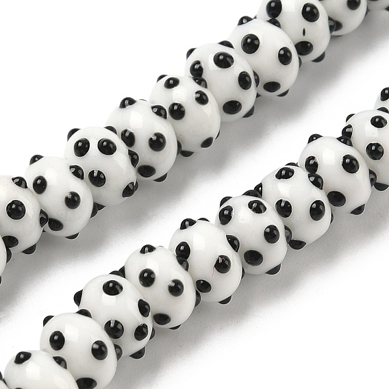 Бусины лэмпворк , шероховатая рондель в горошек