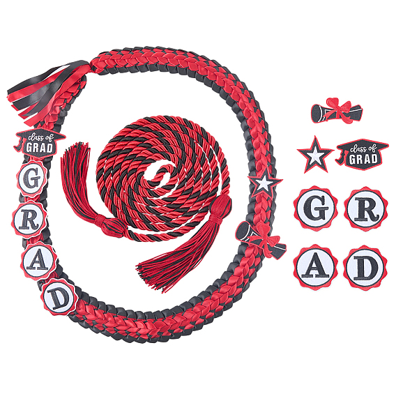 Graduation Leis, Handmade Braided Graduation Ribbon Necklace with Pins