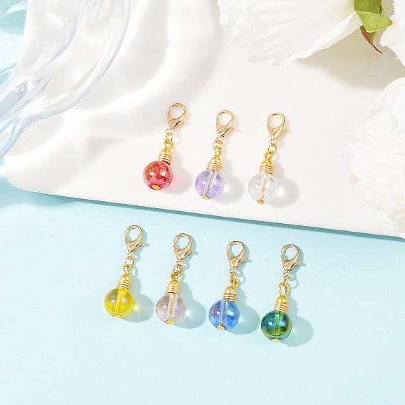 7 шт. рождественские подвесные украшения из латуни и стекла, с карабин-лобстерами , лампа